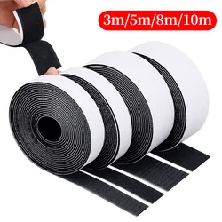 3M/5M/8M/10M 2cm/2.5cm Sewing Hook Loop Fastener Tape Reusable Black and White Nylon Sticker Tape for Sewing Shoes Fasteners