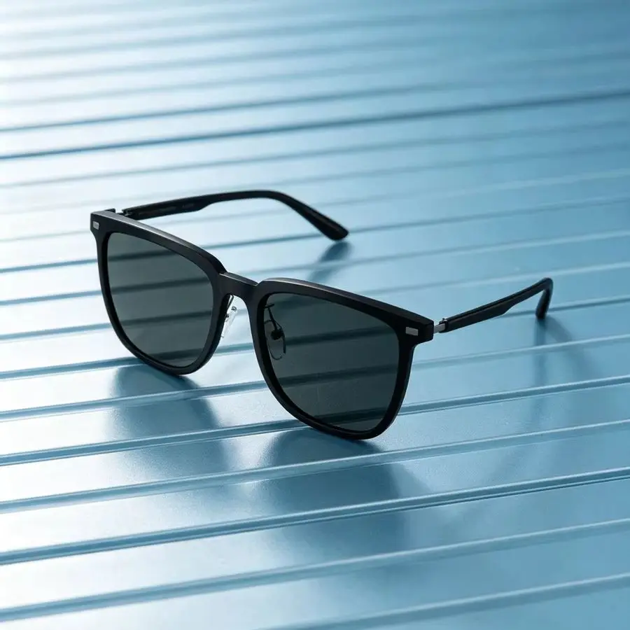 Emporio Armani EA4255D Square Sunglasses Gloss Black Acetate Frame Dark Green UV400 CAT.3 Unisex Business Driving Sunglasses