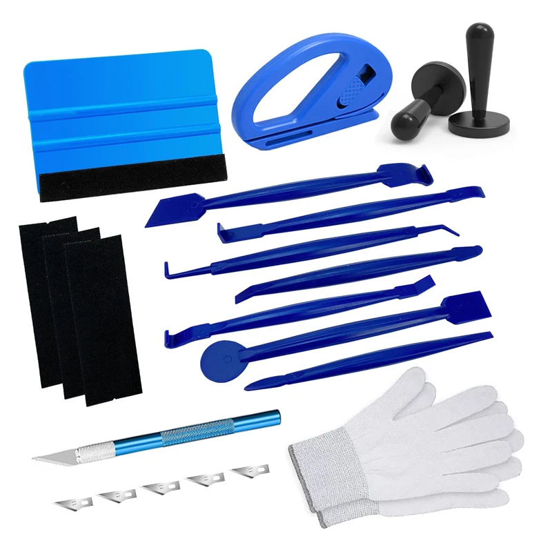 Car Vinyl Wrap Tools Tint Film Kit Gripper Magnet Holder Vinyl Wrap Gloves Felt Squeegee Safety Cutter Edge Trimming Squeegee