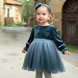 Dave Bella Girls Dress Children's 2023 New Winter Plush Princess Dress Charm Sweet Classy Noble Fashion Party Outdoor DB4238369