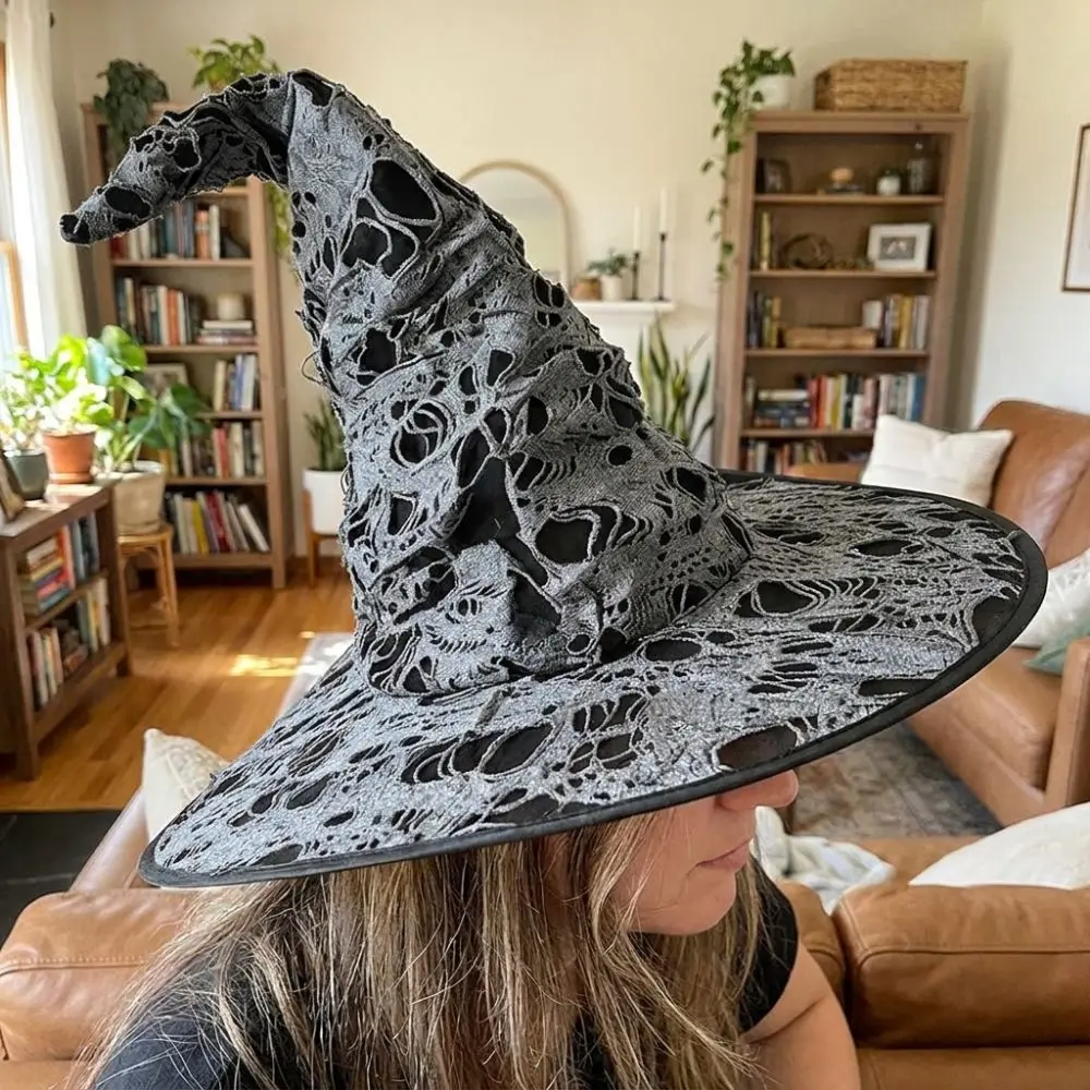 chapeu-de-bruxa-gotico-grande-com-aba-larga-desfiado-e-rasgado-ponta-conica-alta-chapeu-de-feiticeiro-para-halloween-faixa-interna-elastica-e-dobravel