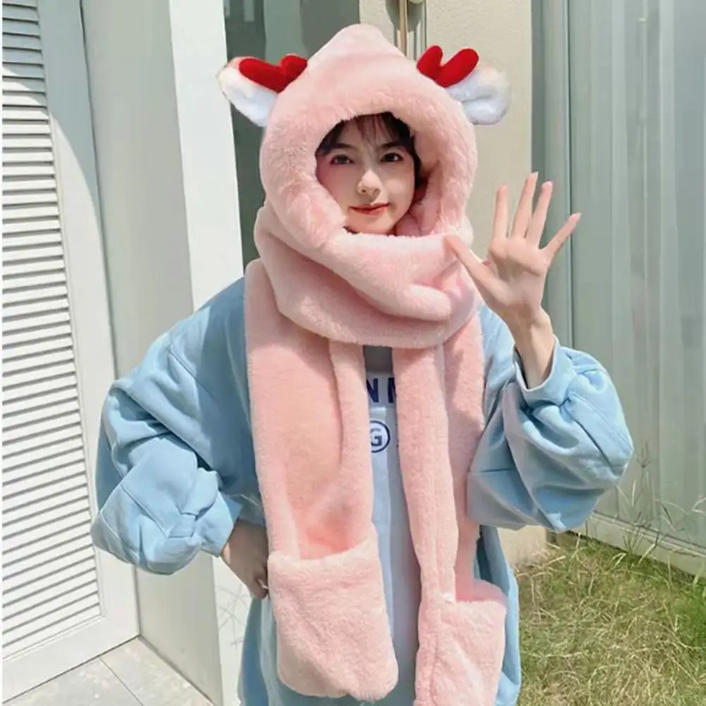 

Women Autumn Winter Plush Hat Super Soft Elastic Ultra-thick Deer Antler Design Warm Hat Winter Accessories