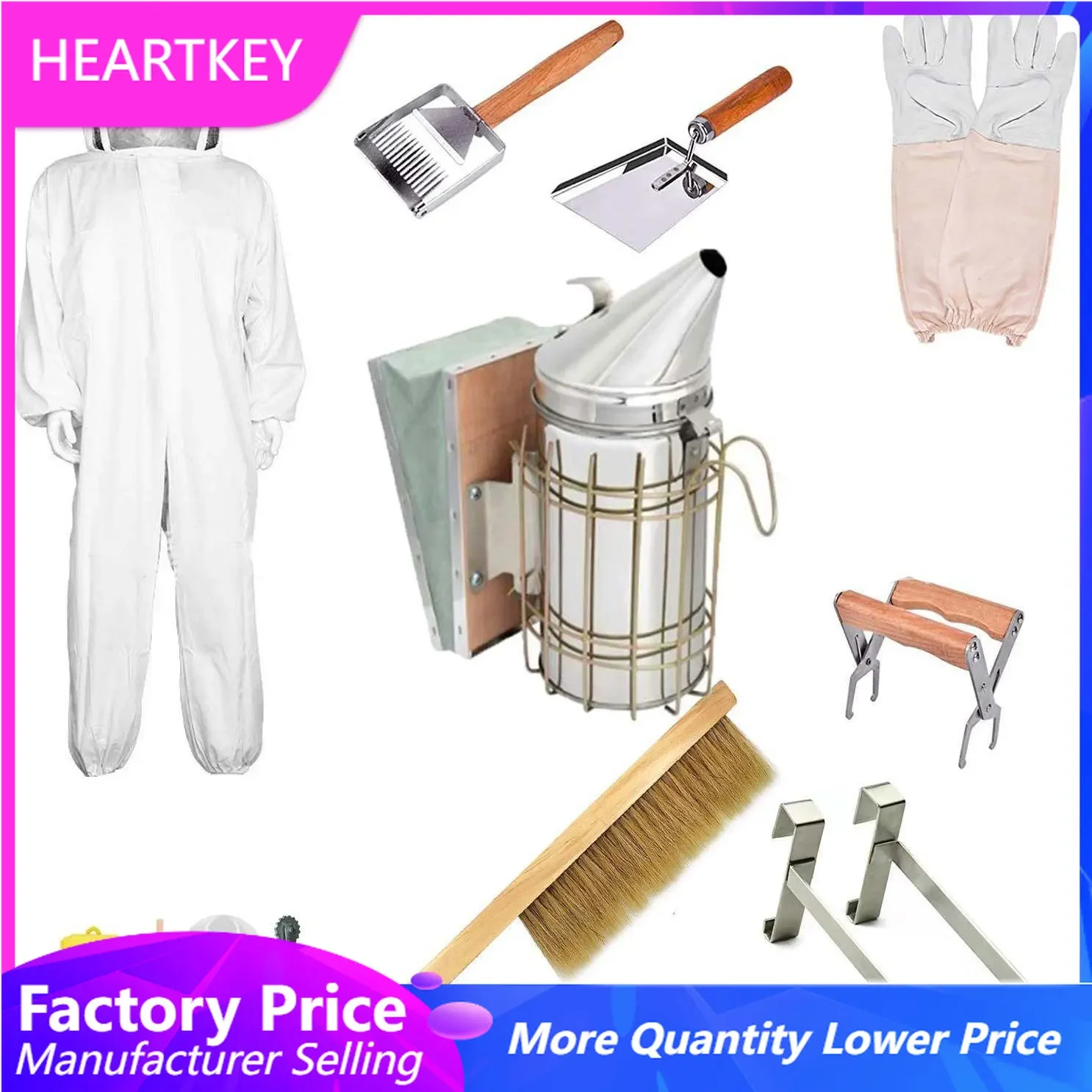 Beekeeping Tools Set 13PCS Clothing Jacket Suit Gloves Smoke Sprayer Beehive Frame Holder Grip Brush Beekeeper Bee Equipment