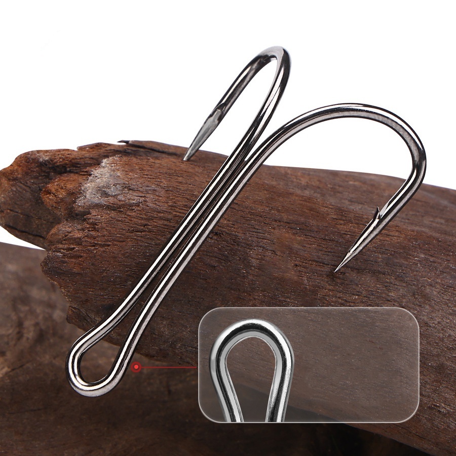  Fishing Duple Hooks High Carbon Steel Chicken Claw Shape Hook Frog Lure Fishhook U Shape with Barb Lot 10 Pieces SALE 