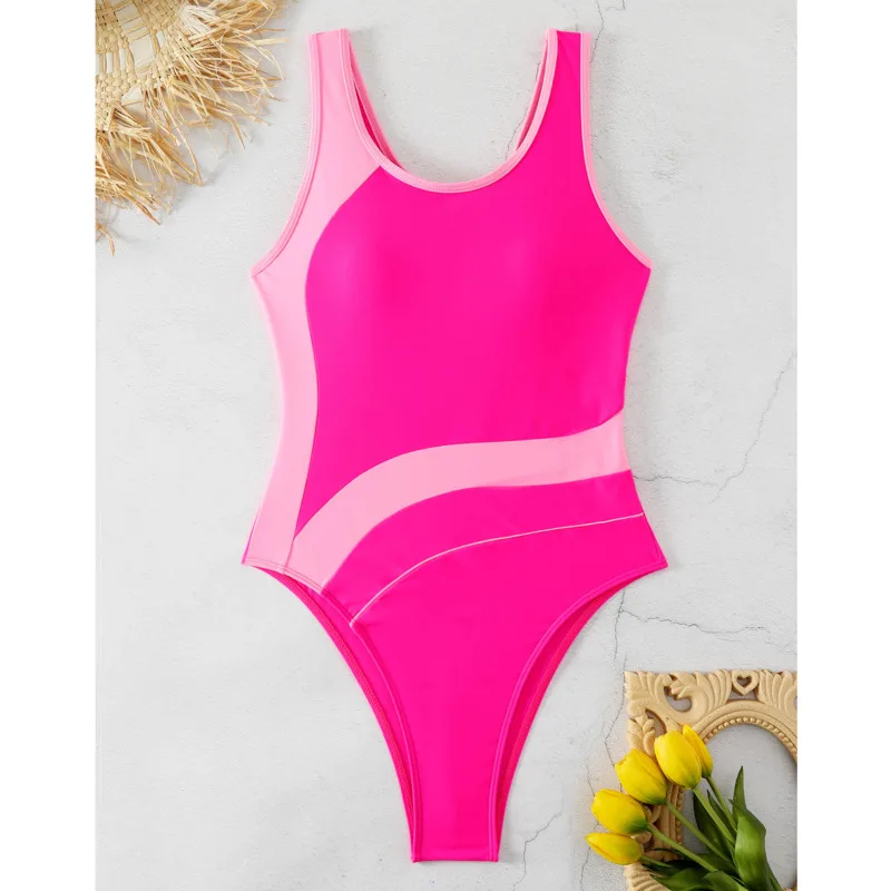 Bañador Sexy de una pieza para mujer, traje de baño cerrado, ropa deportiva, ropa de playa, piscina, 2024