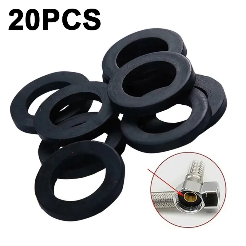 20Pcs Rubber Ring Flat Gasket Sealing Ring Flexible Pipe Bath Bathroom Shower Hose Washers Rubber Seals For Shower Head Hose