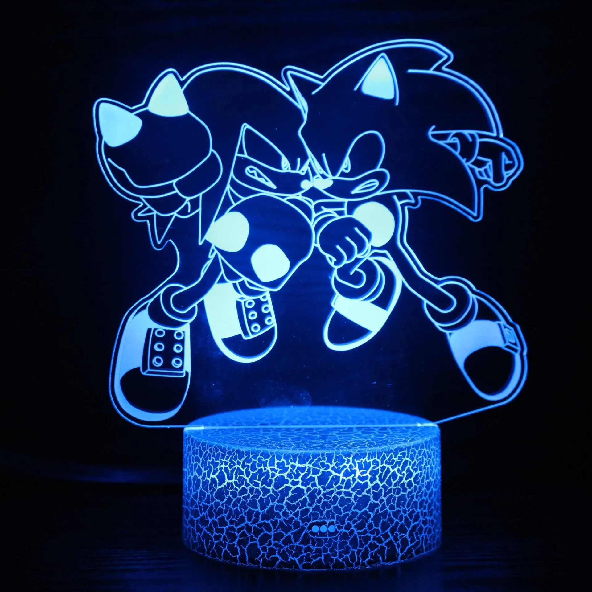 Game Sonic The Hedgehog Colorful Touch LED Desk Lamp Anime Figure Crack Base Night Light Home Bedroom Decoration Kids Toys