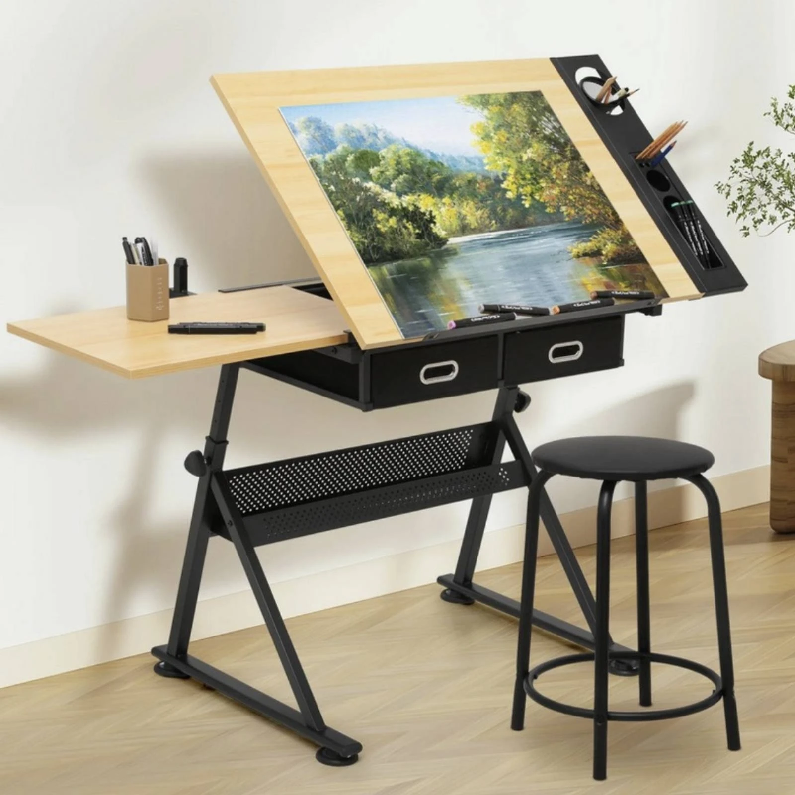 Drafting Table Versatile Drafting Table with Drawers Art Desk with Drawers Ergonomic Painting Desk with Storage Sturdy