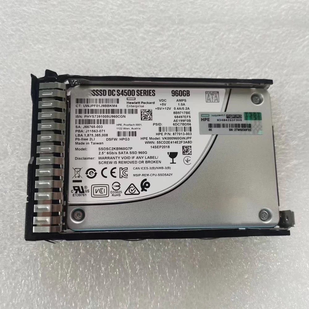 For HPE 877013-003 S4500 SSD SATA3 SSDSC2KB 960GB