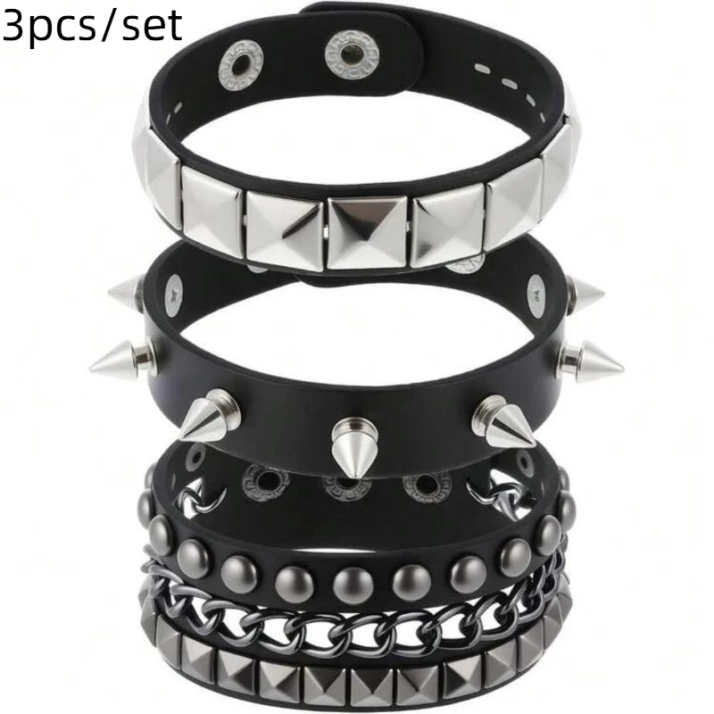 Hete Aanbieding 1 Set Punk Armbanden voor Heren Dames Punk Gothic Spijker Rivets PU Lederen Armband Bangles Hip Hop Party Sieraden Cadeau