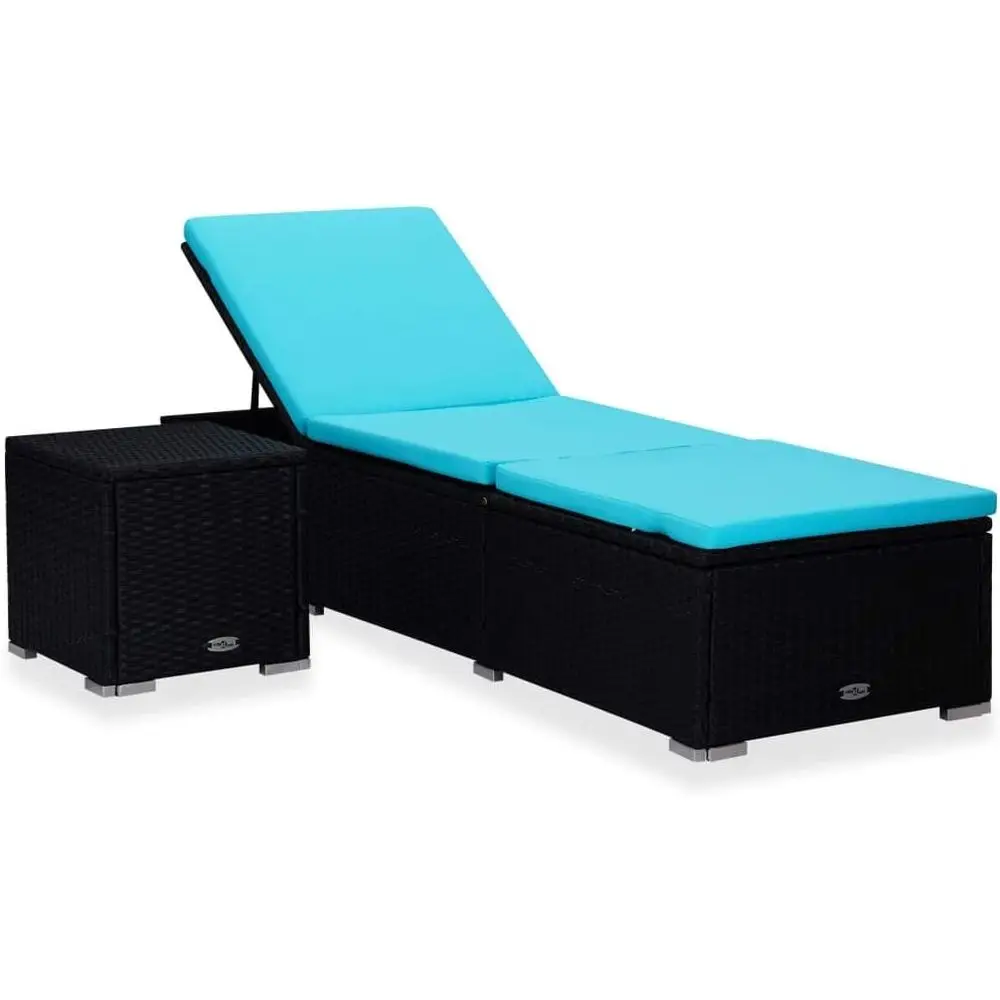 

Black Rattan Outdoor Double Chaise Lounge with Adjustable Side Tables for Patio, Pool, Garden, and Balcony