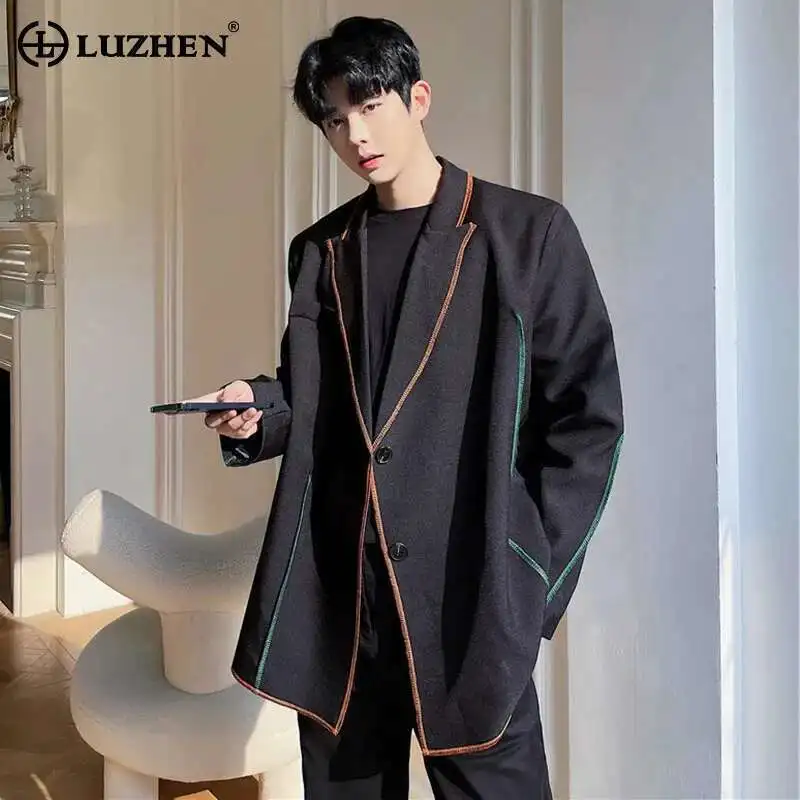 

LUZHEN Outline Design Spring Color Contrast New Trendy Korean Blazer Coat Men's Elegant Fashion Casual Youth Suit Jackets LZ8787