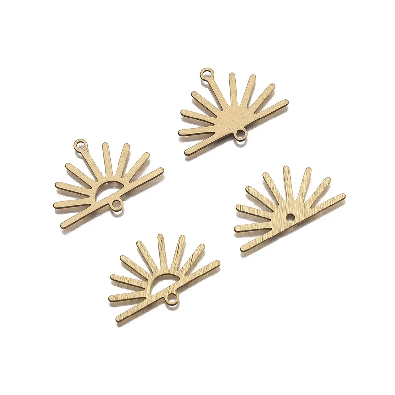 10pcs Brass Half Sun Flower Charms Connector Semicircle Sun Burst Link Pendant for DIY Earrings Necklace Jewelry Making Supplies