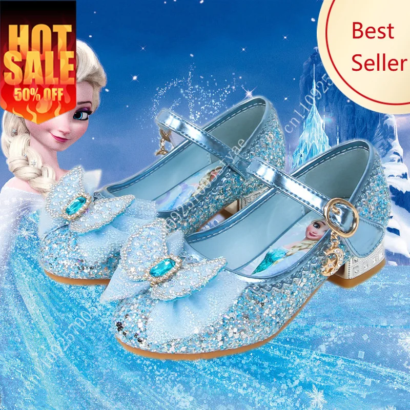 

Frozen Elsa Shoes Disney Princess Sandals Fashion High Heel Shoe Anti Slip Party Holiday Decorations Gift Footwear