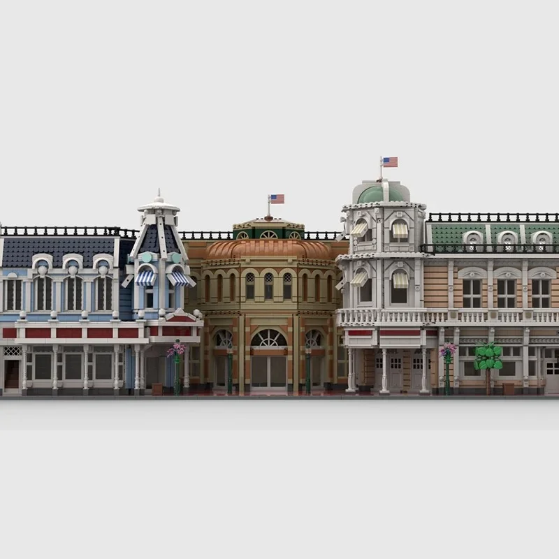 City Street View Model Moc Building Bricks Magic Kingdom Main Street Series Technology Modular Blocks DIY Assembly Toy Gifts