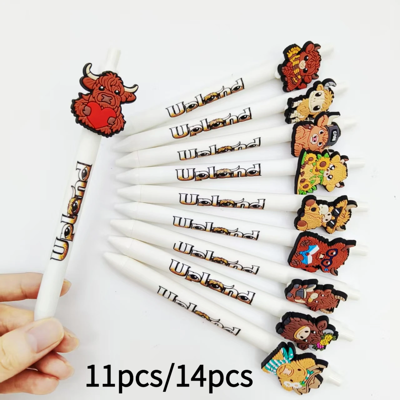 

11pcs/14pcs highland yak styling patch ballpoint pen white series printed pattern gel pen
