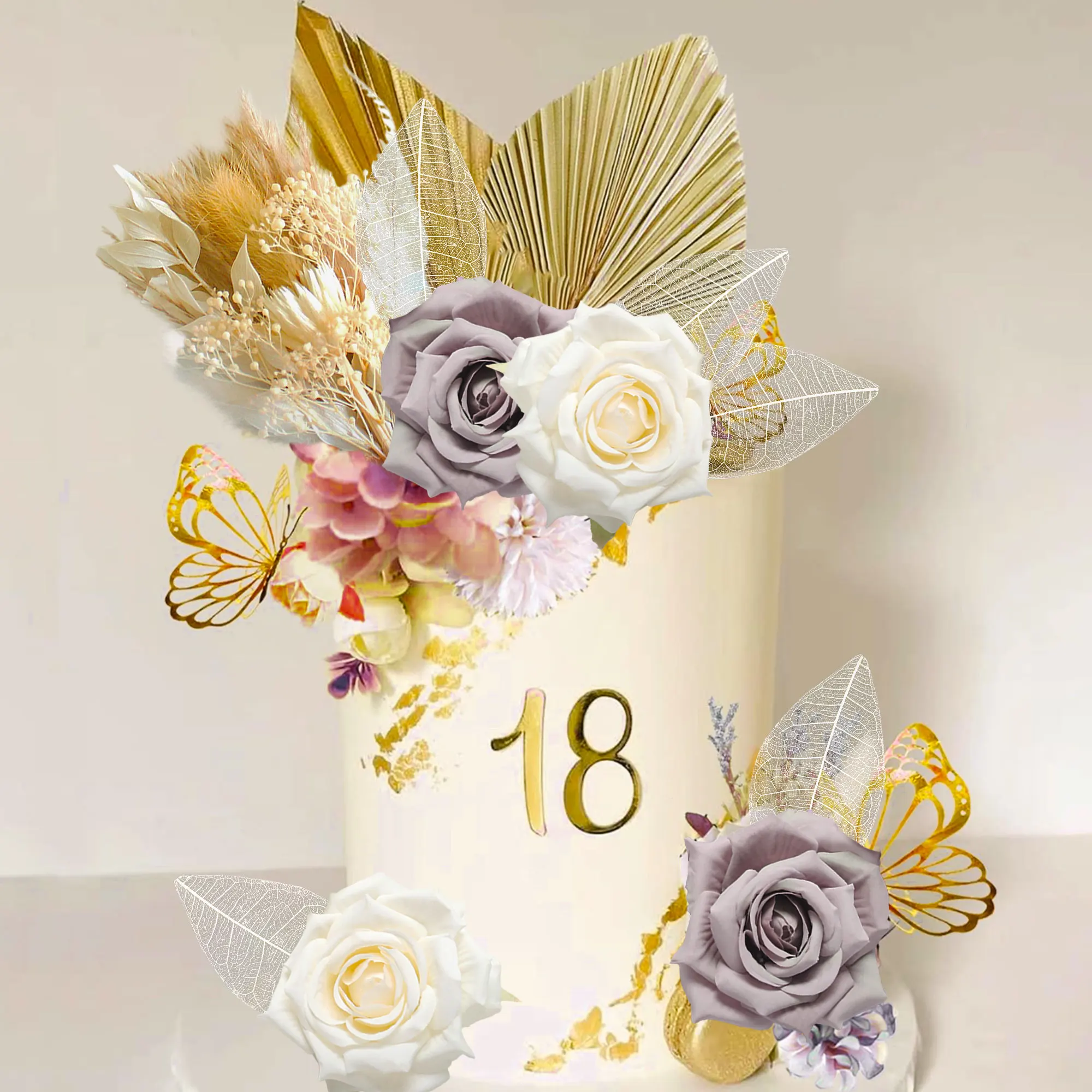 LaVenty Boho Rose Kuchen Topper Kuchen Blumen Dekorationen Blumen Kuchen Topper Blumen Kuchen Topper für Hochzeit Baby Dusche Geburtstag – Detail 4