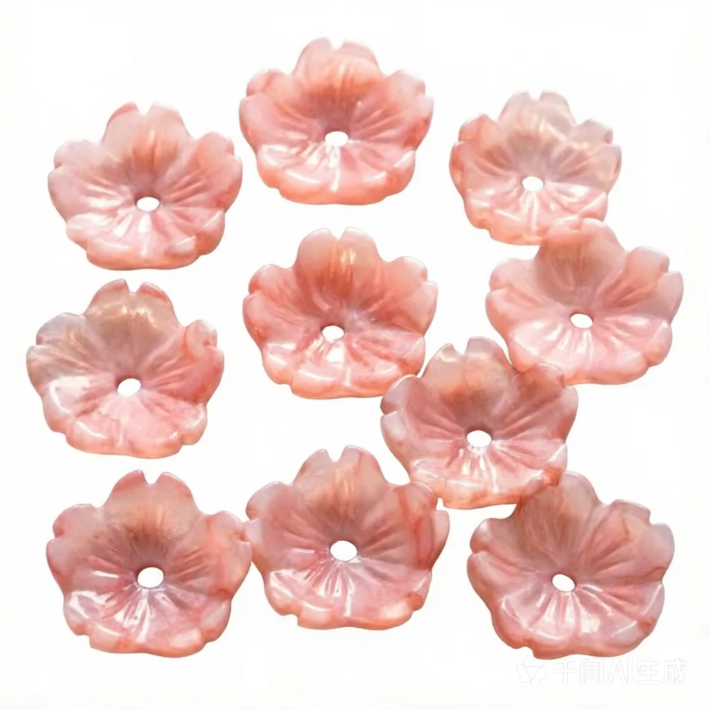 10 PCS 8-15mm Dyed Pink Shell Cherry Blossom Flower Cameo Pendant for Jewelry Making DIY