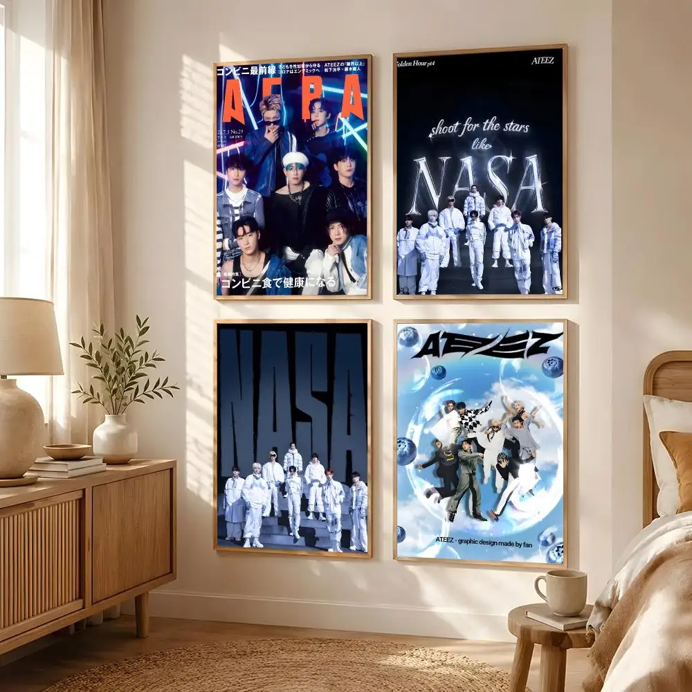A-ATEEZ Poster Poster All-match HD Waterproof Self-Adhesive Wall Art Sticker For Home Bedroom