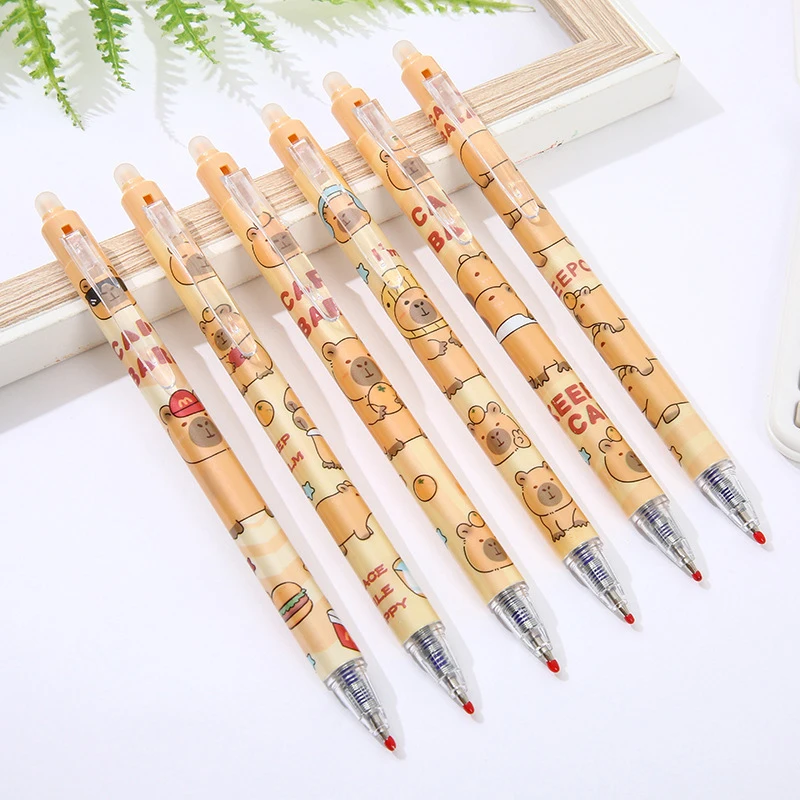 6Pcs Nette Capybara Gel Stifte Kawaii Neutral Stift Set Schnell Trocknende Blau Löschbaren Stifte Büro Schule Liefert Student schreibwaren