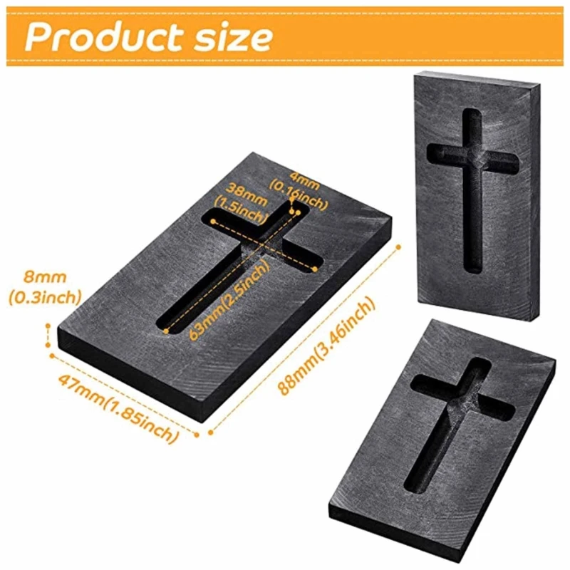 High-Purity Cross Ingot Bar Mold Mould Crucible for Melting Gold Silver Brass Casting Refining Jewelry Tool Easy to Use