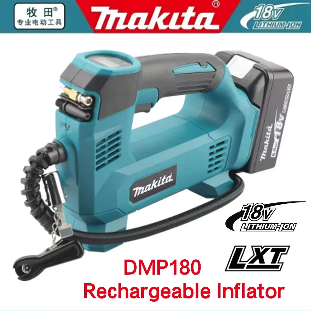 

Makita DMP180Z 18V LXT® Lithium-ion Cordless Inflator, French Valve Adapter; Sports Ball Needle; Conical Adapter, Blue Green