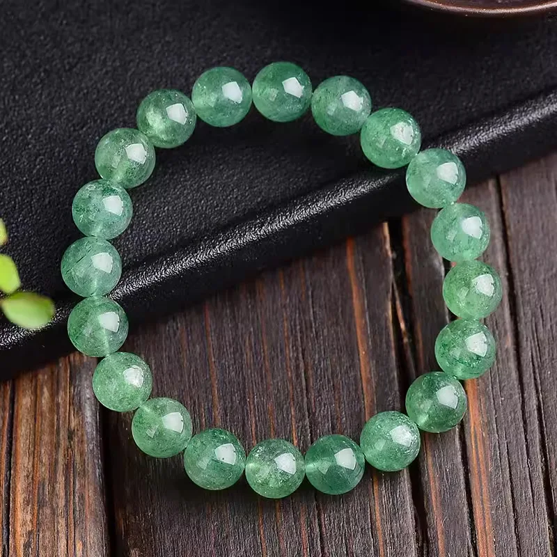 Natural Green Strawberry Quartz-like Ball Women's Handmade Jewelry Bracelet