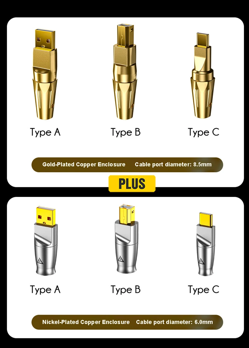 مطلية بالذهب USB A موصل USB B جاك الذيل نوع A نوع B نوع C Sockect DIY بها بنفسك الضميمة النحاسية ​ لـ HiFi Audio DAC