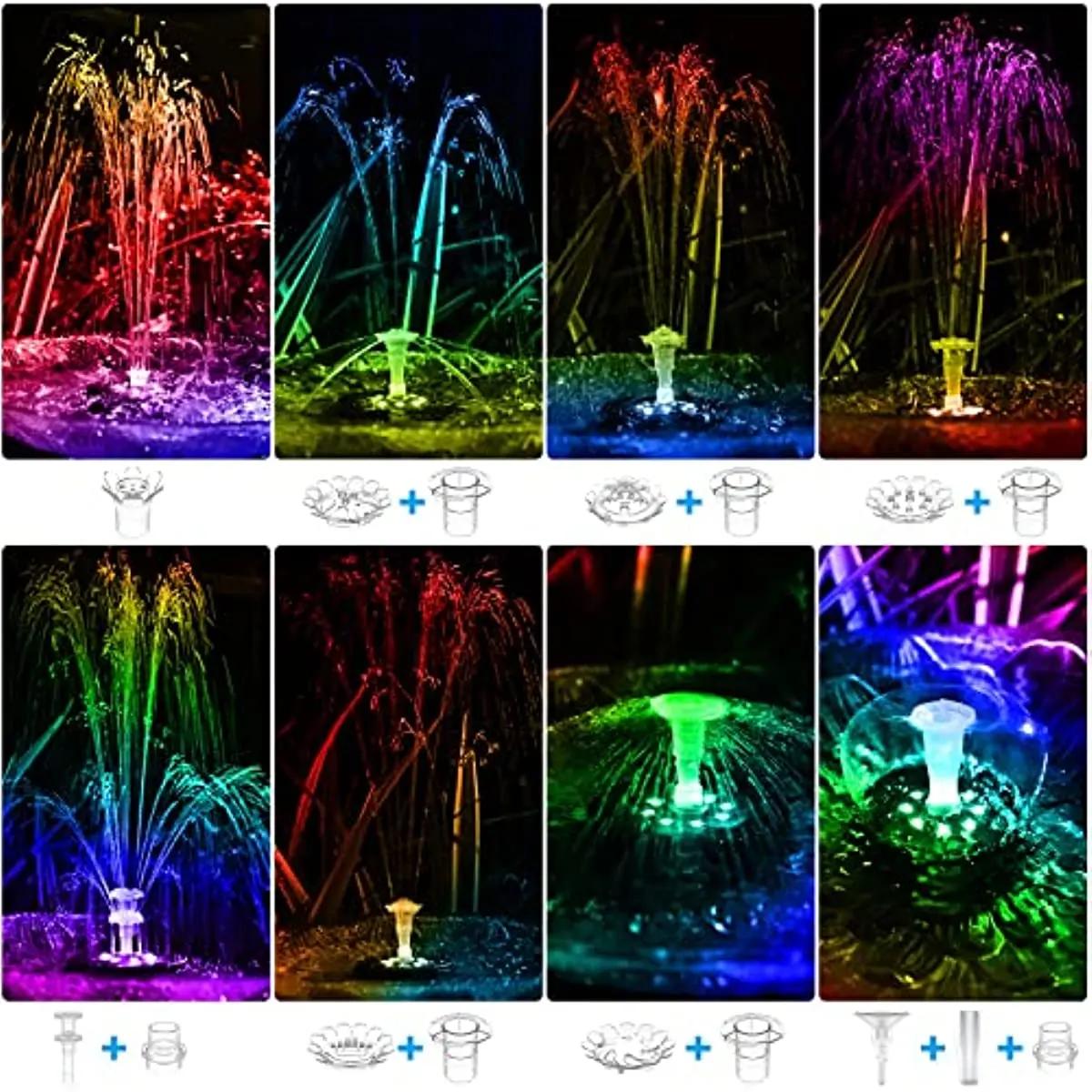 2.5W USB LED Water Fountain Pump Floating with LED Light DIY Water Pump Fountain Outdoor Garden for Bird Bath Pond Fish Tank