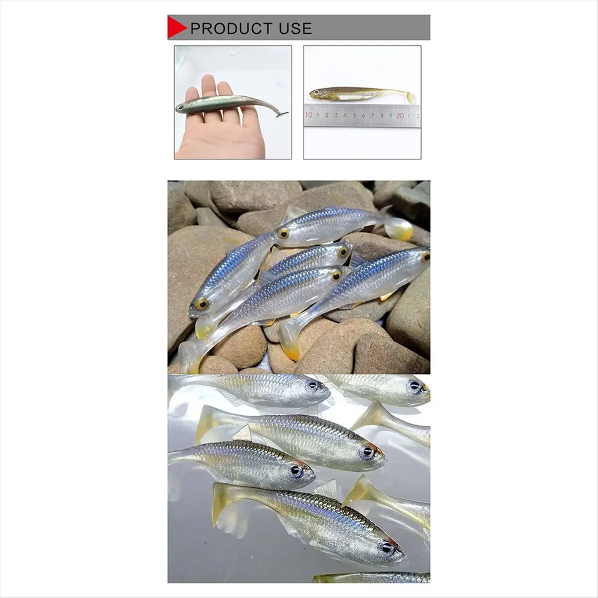 *A14E Soft Fish Bait Silicone Bait Simulated Soft Fish Suitable for Bass, Catfish, Pike and Mandarin Fish Gold