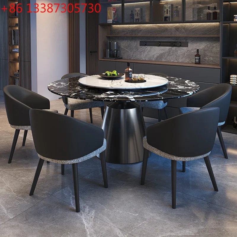 Black luxury stone marble dining table Modern simple dining table