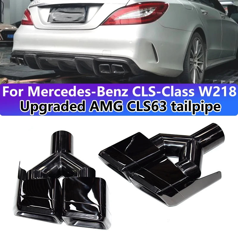 

For Mercedes-Benz W218 CLS320 CLS300 CLS500 UpgradeAMG CLS63 4 Outlet Square Tailpipe Stainless Steel Muffler Exhaust Pipe Tailp