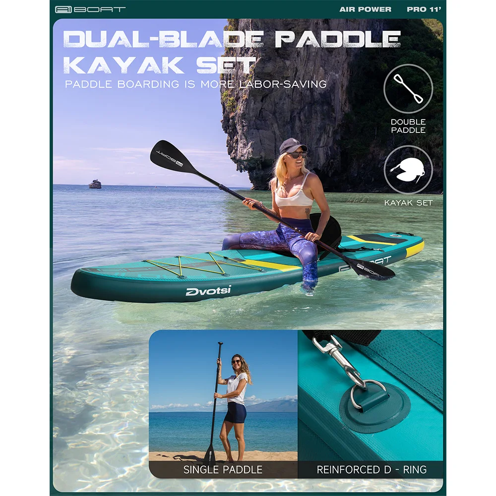 

AIBOAT Green Pro SUP Waterproof Inflatable Paddleboard 11'x34''x6'' Adult Standing Style Aquatic Fishing With Accessories SUB