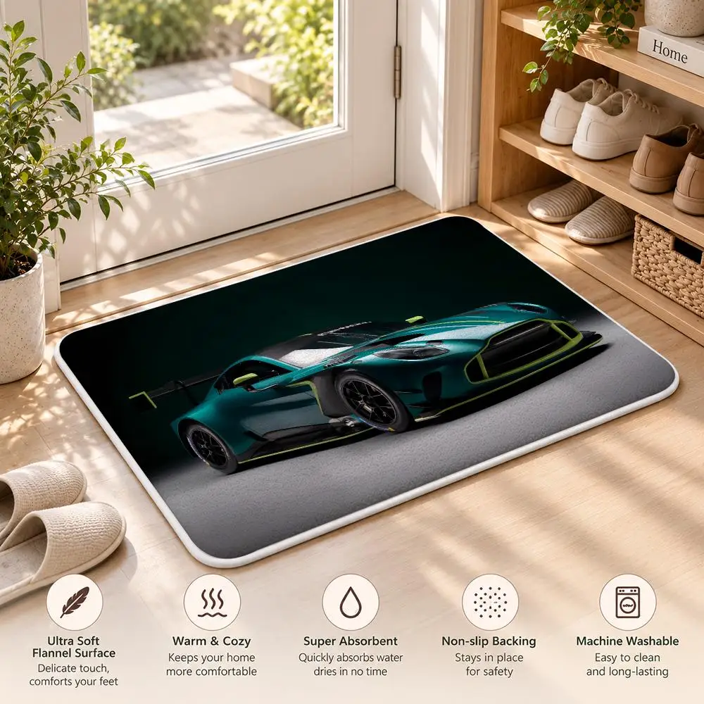 A-Aston Cool Supercar-Mar-tin Floor Mat Flannel Rug Soft Non Slip Door Mat For Bathroom Bedroom Kitchen Living Room Home Decor