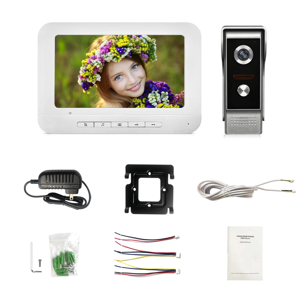 Anjielosmart 7 Inch Intercom Video Doorbell with Camera Videoportero Interfone Residencial Security Protection For Apartment