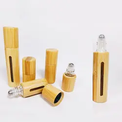 3/5/10ml Bamboo Roll on BottleWood Roller Bottle Essential Oil Lip Gloss Refillable Tube Empty Wood/Glass Perfume Bottle