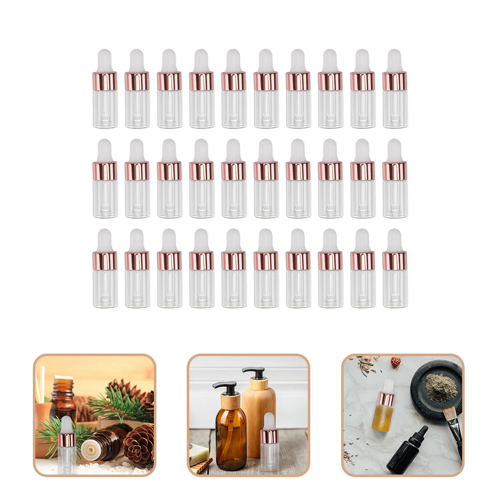

50Pcs Glass Dropper Bottles Essential Oil Clear Durable Leak-Proof Glass Vials for Perfume Skincare Liquid Sample Dropper Bottle
