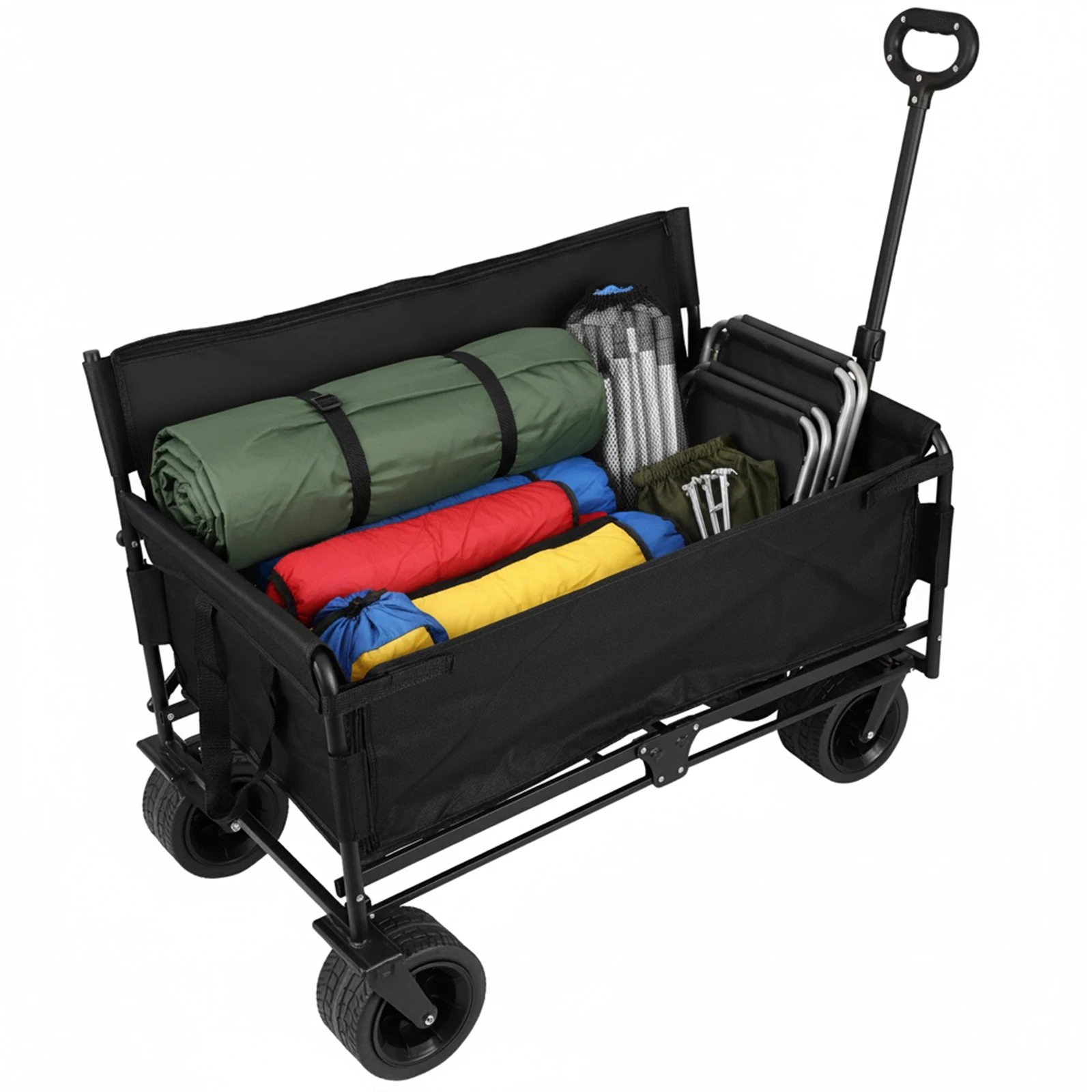 

40In Collapsible Wagon Cart Heavy Duty 265LBS Beach Wagons Cart with Wheels for Camping Sports Outdoor Activities Black