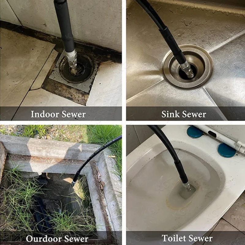 하수구 청소 도구 하수구 제터 노즐 스테인리스 스틸 고압 세척기 배수구 제터 호스 노즐, 1/4인치 퀵 커넥터 포함