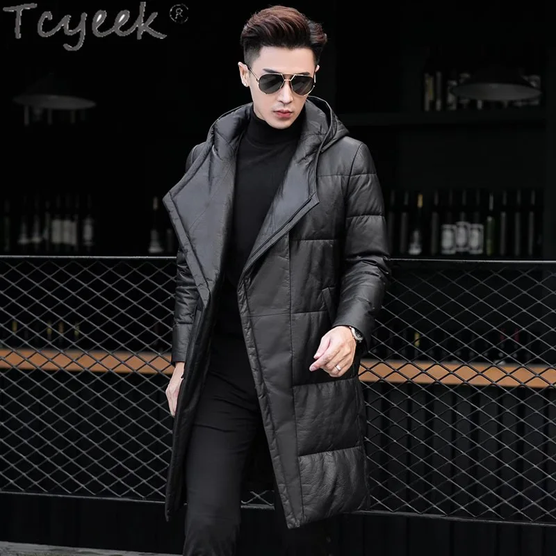 

Tcyeek Genuine Leather Down Jacket Men Winter Jackets Long Down Coat Mens Clothing Real Cowhide Coats Jaqueta Couro Masculina