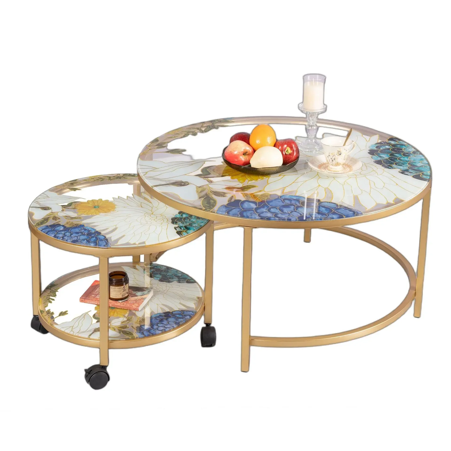 

Nordic cream style, tempered glass child and mother coffee table combination, small apartment, living room, household