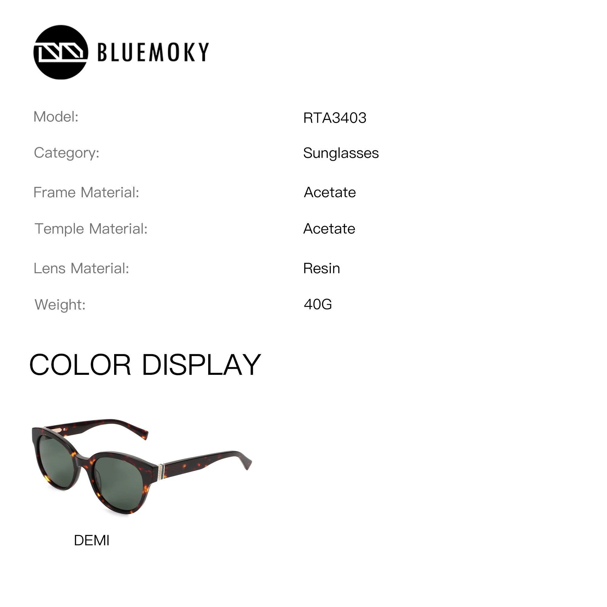 BLUEMOKY Retro Women Cat Eye Myopia Prescription Sunglasses Acetate UV400 Polarized Progressive Sun Glasses