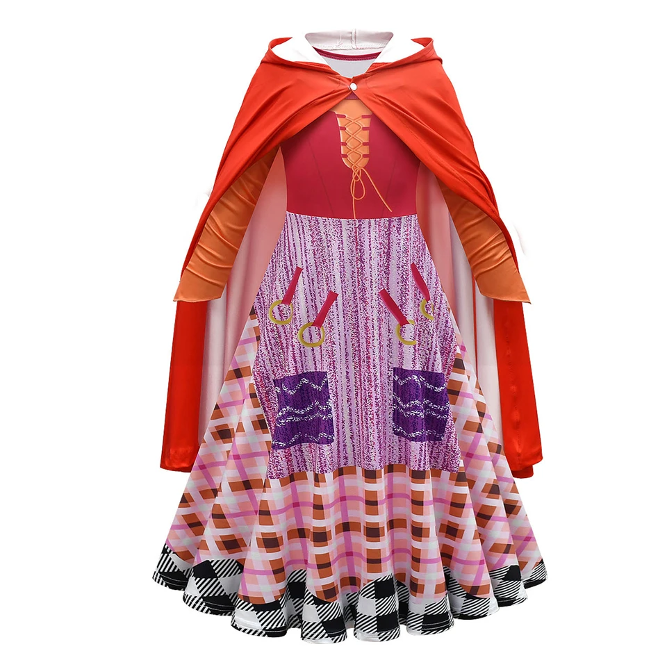 Sanderson Sister Sarah Witch Girl Dress Halloween Cosplay Hocus Pocus Masquerade Children's Costume Carnival  Party Kids Clothes
