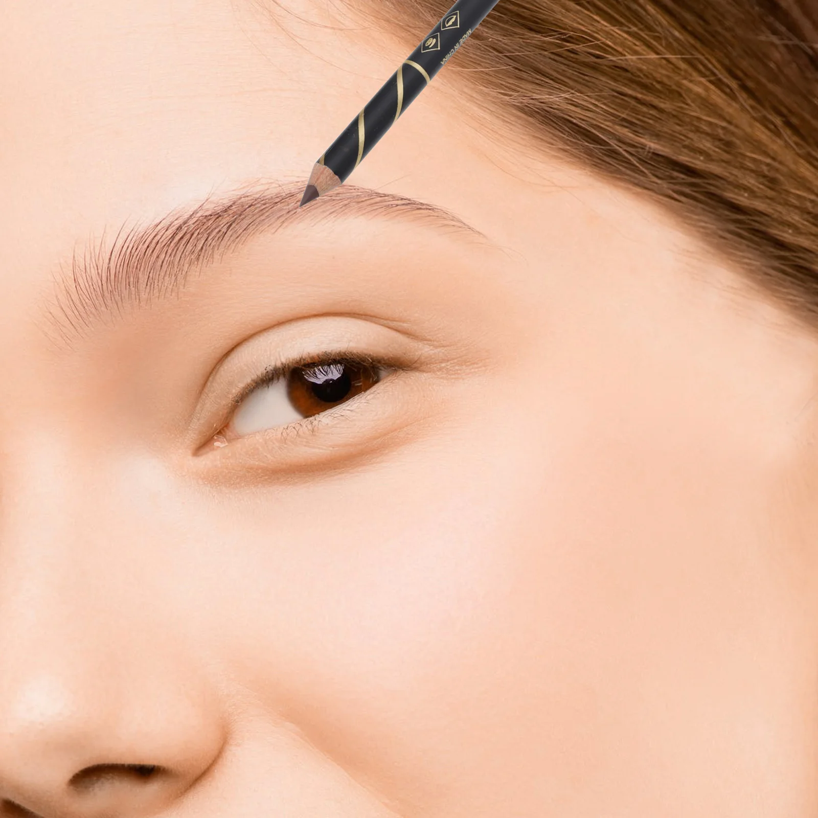 

4pcs Eyebrow Brush Comb Brow Pencil Portable Makeup Tool Natural Shape Smooth Design Coffee Color Travel Size Gift for Her