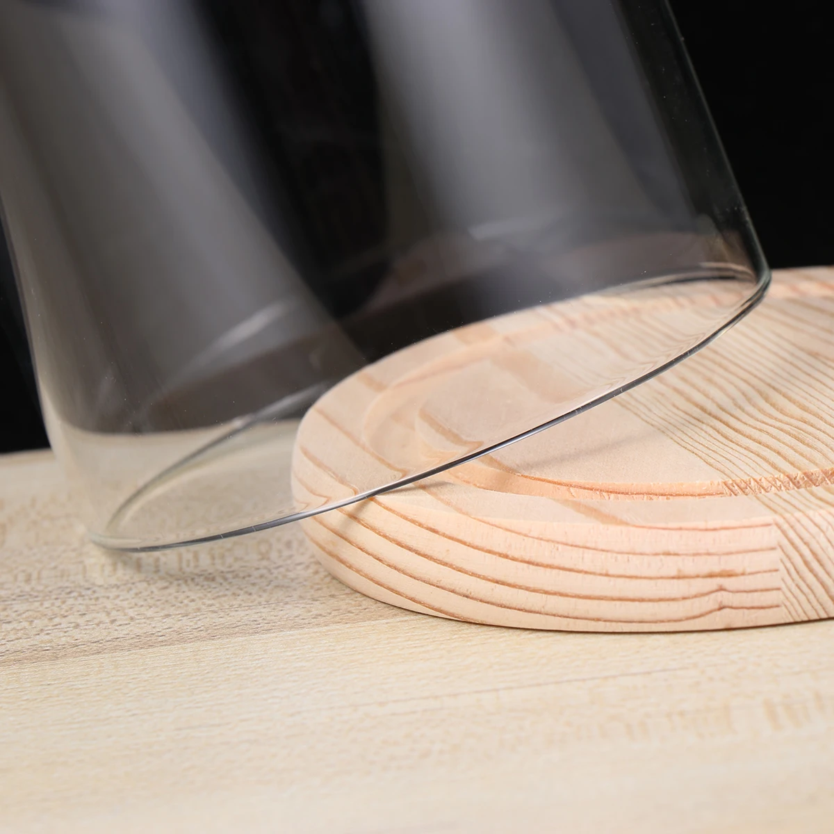 

9X15Cm Eternal Flower Glass Dome Wooden Base Transparent Diy Decoration Anti-Slip Storage Container For Valentine'S Day