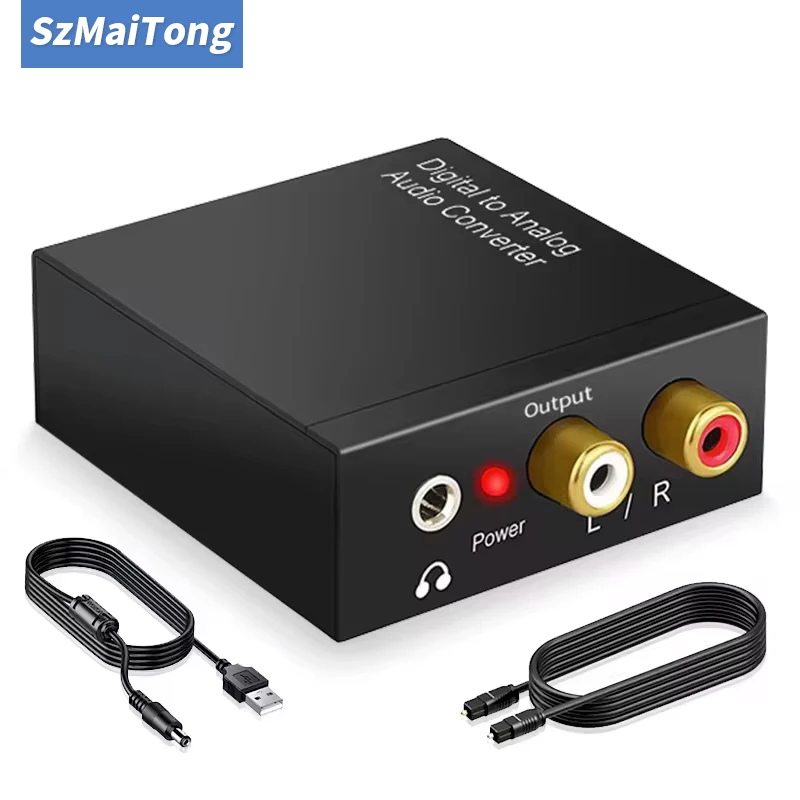 DAC Digital to Analog Converter Optical Coaxial Fiber SPDIF to RCA 3.5mm Jack Audio Adapter With Optical Cable Adapter