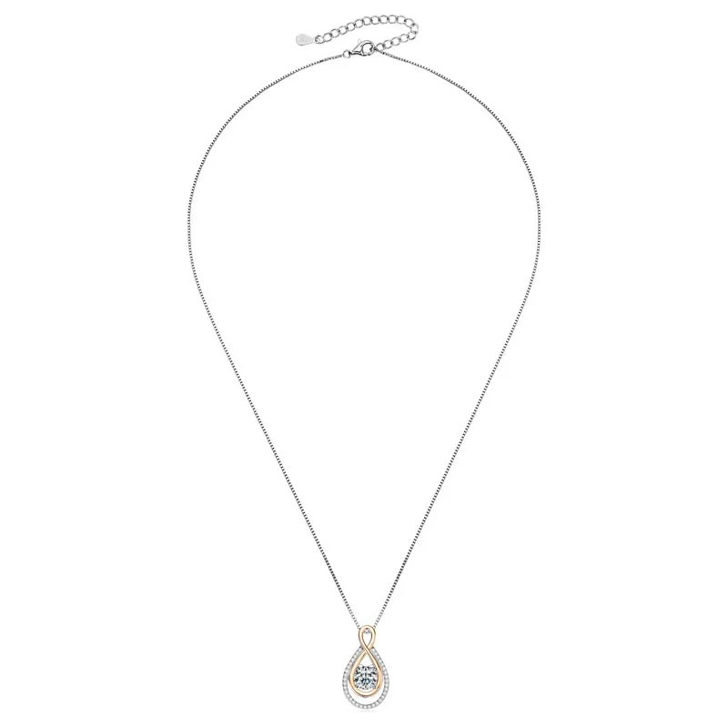 IOGOU Luxury 1.19CT 2.3CT 3.53CT D Color Full Moissanite Infinity Pendant Necklaces for Women Real Silver Chain 925 Jewelry Gift