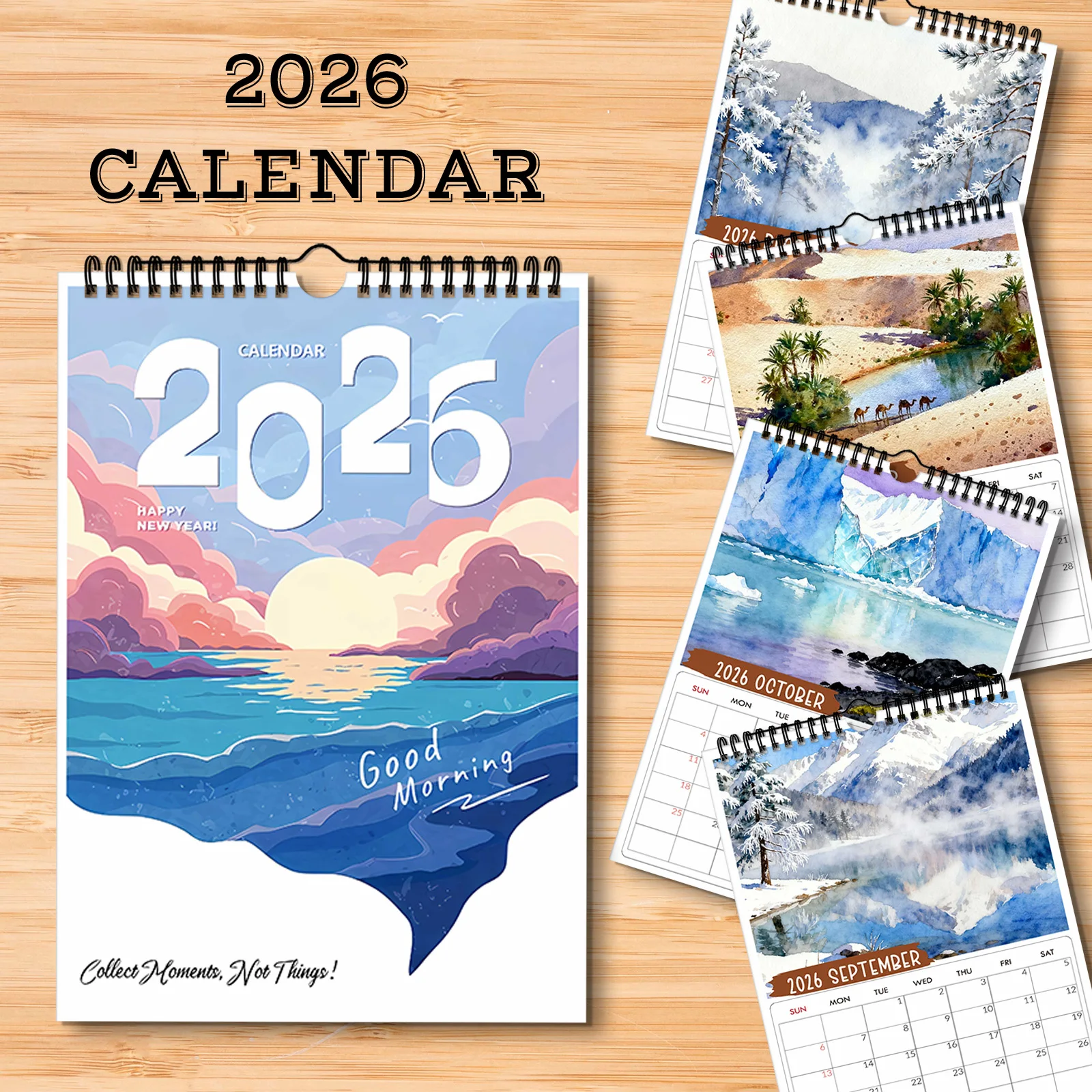 

1 шт. 2026 пейзажный художественный настенный календарь, захватывающий дух пейзажи-природные любители и любители искусства, идеально подходит для домашнего декора