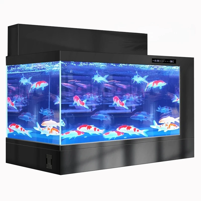 

Fish tank aquarium double filter aluminum alloy koi floor tank ultra-white glass water-free