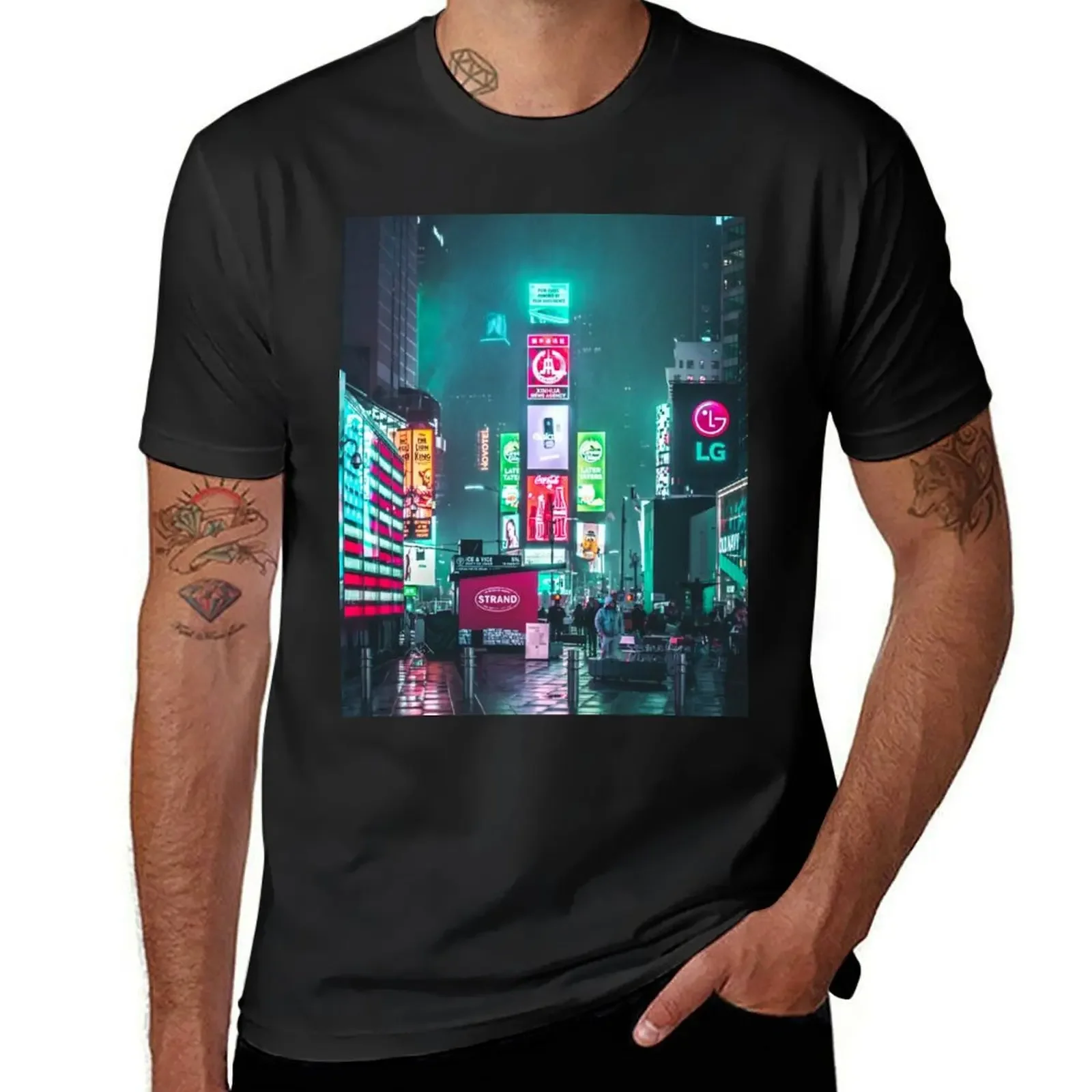 

Tokyo Nightlife neon T-Shirt T-shirts man Luxury man Funny t-shirt plain black t shirts men